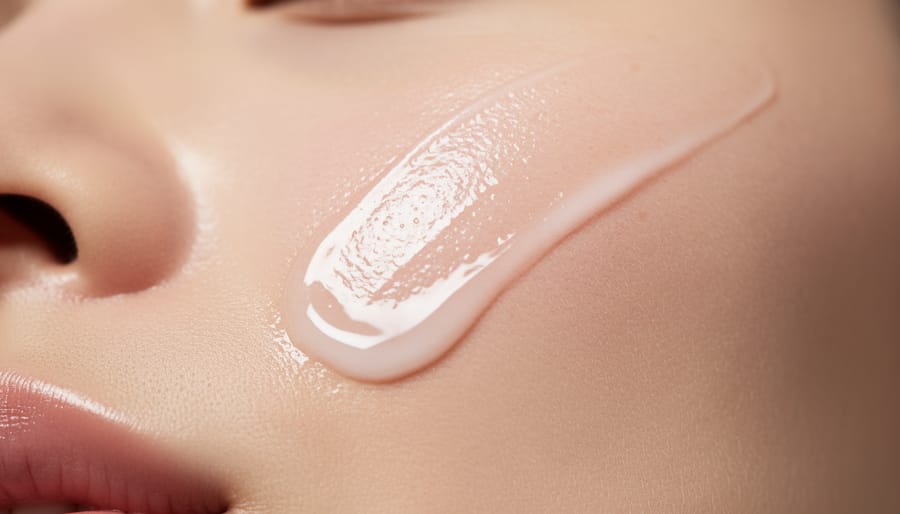 Close-up of hands applying a lightweight moisturizer to create a dewy skin sheen